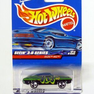 Hot Wheels Olds 442 #012 Seein' 3-D Series 4 of 4 Green Die-Cast Car 2000